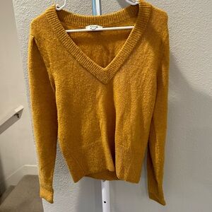 MADEWELL V-Neck Sweater Top in Rust Mustard Terracotta